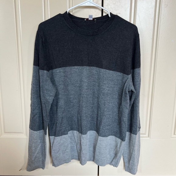 Gap 100% Extra Fine Merino Wool 3 Color Grey Combo Longsleeve Sweater Size Large - Picture 8 of 8